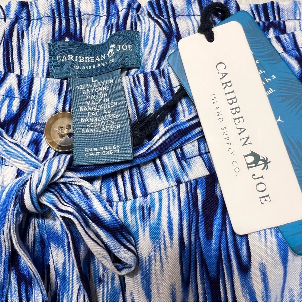 Caribbean Joe Blue Hue Ikat Print Rayon 4-Pocket Shorts Size Large, NWT - Picture 5 of 16